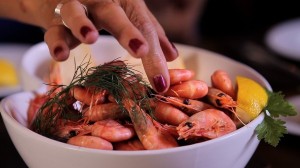 Peeling Shrimp in Bergen