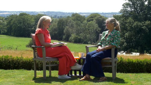 British event host Gaby Huddart interviews fashion icon and novelist Susannah Constantine