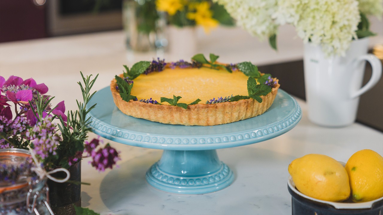 Learn how to make a lemon and lavender tart with Catherine Fulvio
